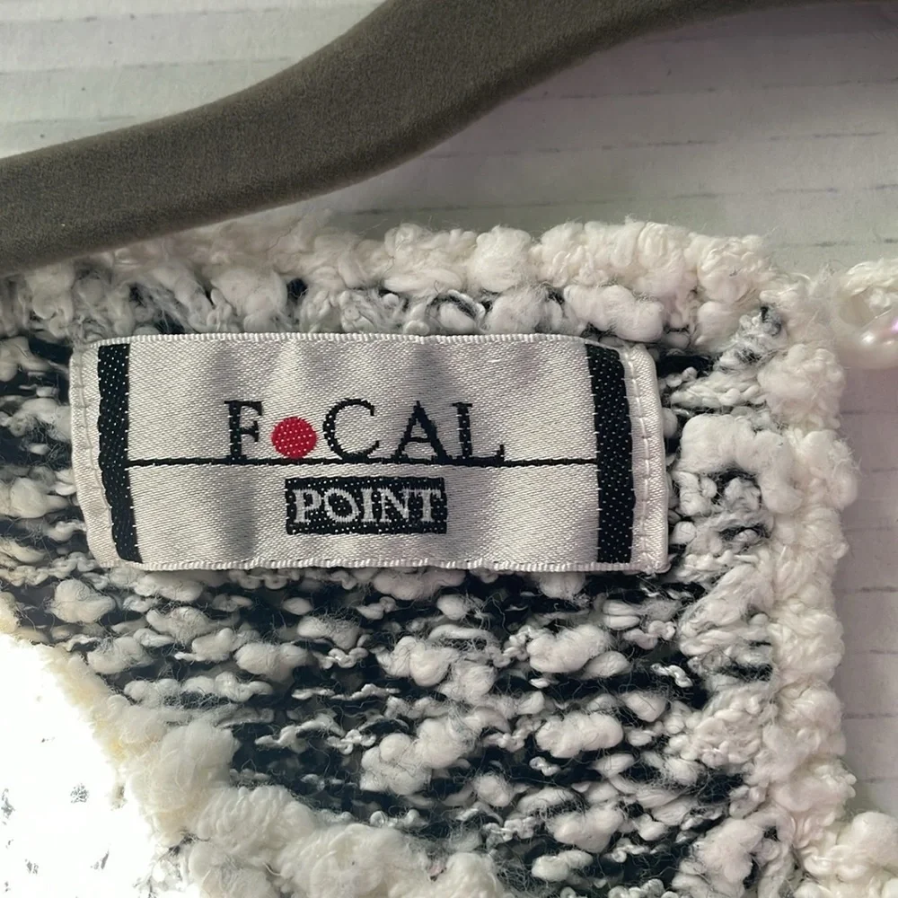 Focal Point vintage sweater 2X dolman sleeve tapestry floral pattern on blk/wht